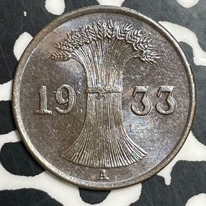 1933-A Germany 1 Pfennig Lot#T2563 High Grade! Beautiful!