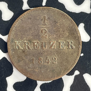 1842 Germany Wurttemberg 1/2 Kreuzer Half Kreuzer Lot#T8792