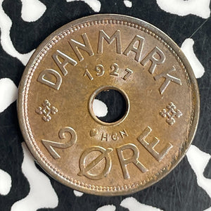 1927-HCN GJ Denmark 2 Ore Lot#T8071 High Grade! Beautiful! KM#827.1