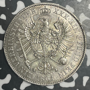 1861-A Germany Prussia 1 Thaler Lot#JM9148 Large Silver! Nice!
