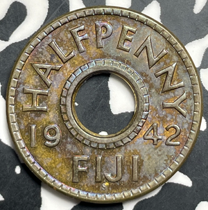 1942 Fiji 1/2 Penny Half Penny Lot#T9372 High Grade! Beautiful!