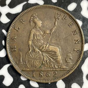 1862 Great Britain 1/2 Half Penny Lot#E2355 Nice!