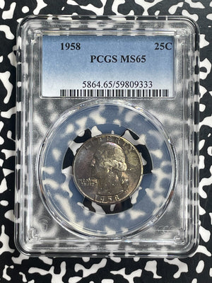 1958 US 25 Cents Washington Quarter PCGS MS65 Lot#G654 Silver! Beautiful Toning!