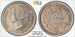 1875-H Canada 10 Cents PCGS Cleaned-XF Detail Lot#G712 Silver! Key Date!
