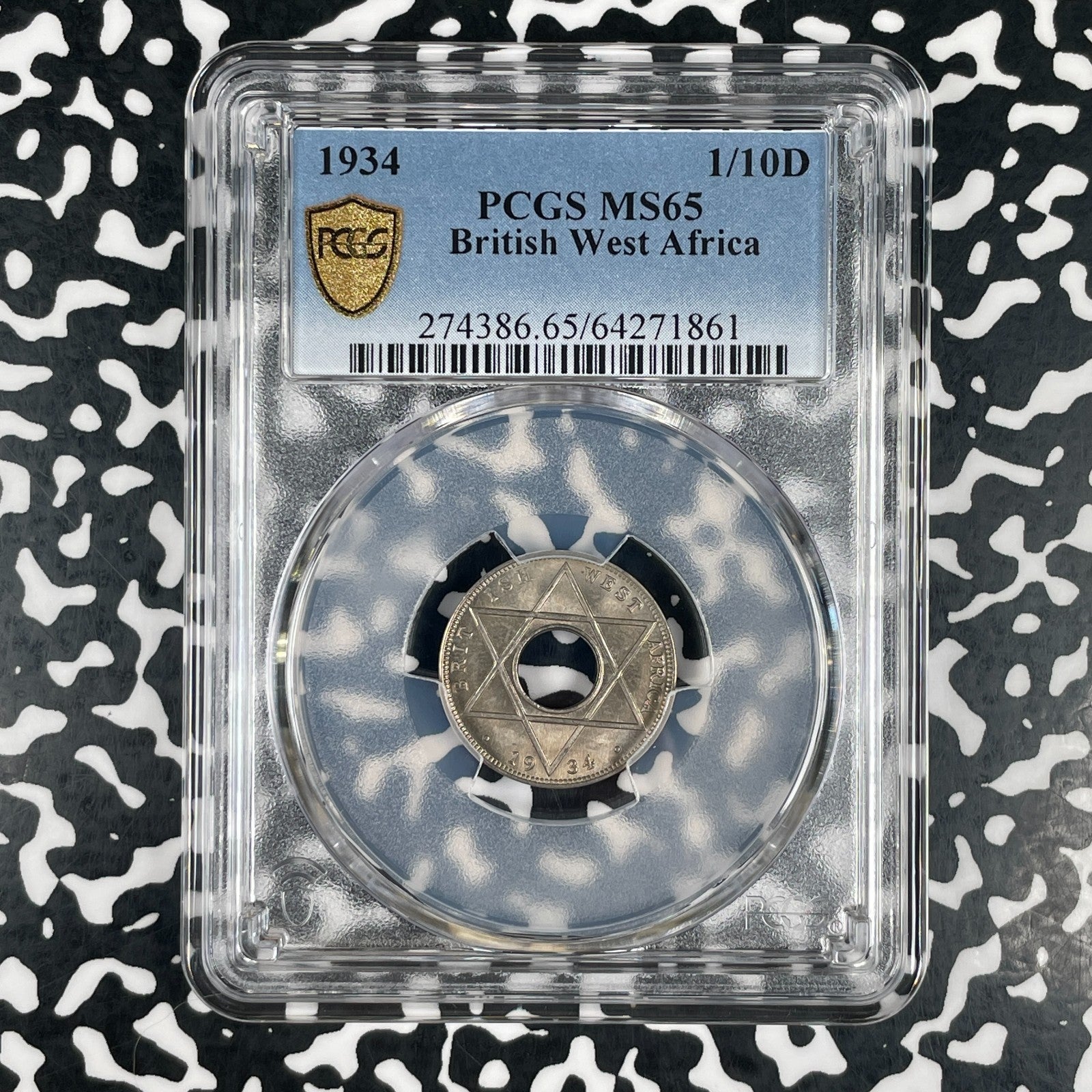 1934 British West Africa 1/10 Penny PCGS MS65 (Many Available) (1 Coin Only)