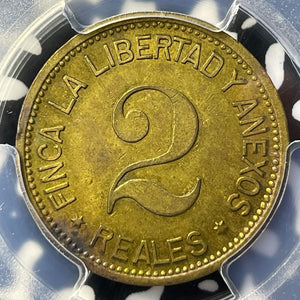 (c.1886) Guatemala 2 Reales Token PCGS MS62 Lot#G9173 Solo Top Graded! Brass