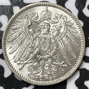 1915-F Germany 1 Mark Lot#D6855 Silver! High Grade! Beautiful!