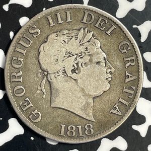 1818 Great Britain 1/2 Crown Half Crown Lot#T0932 Silver!