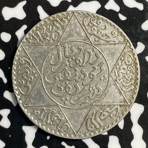 AH 1336 (1917) Morocco 1/2 Rial Half Rial 5 Dirhams Lot#E1506 Silver!