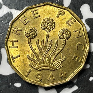1944 Great Britain 3 Pence Threepence Lot#D7893 High Grade! Beautiful!