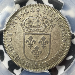 1644-A France 1/4 Ecu PCGS MS63 Lot#G7976 Silver! Choice UNC! Gad-139 Rose