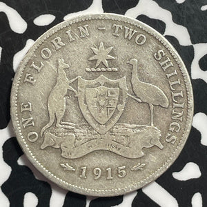 1915(L) Australia 1 Florin Lot#T1551 Silver! Better Date