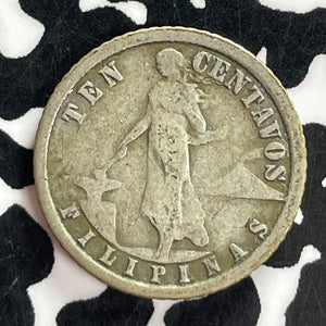 1914-S U.S. Philippines 10 Centavos Lot#T7367 Silver!