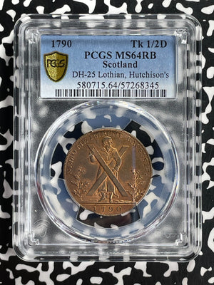 1790 Scotland Edinburgh 1/2 Penny Conder Token PCGS MS64RB Lot#G765 DH#25