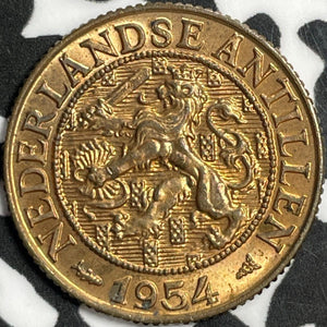 1954 Netherlands Antilles 1 Cent Lot#D8104 High Grade! Beautiful!
