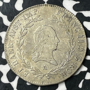 1806-A Austria 20 Kreuzer Lot#E9546 Silver! Nice! KM#2140