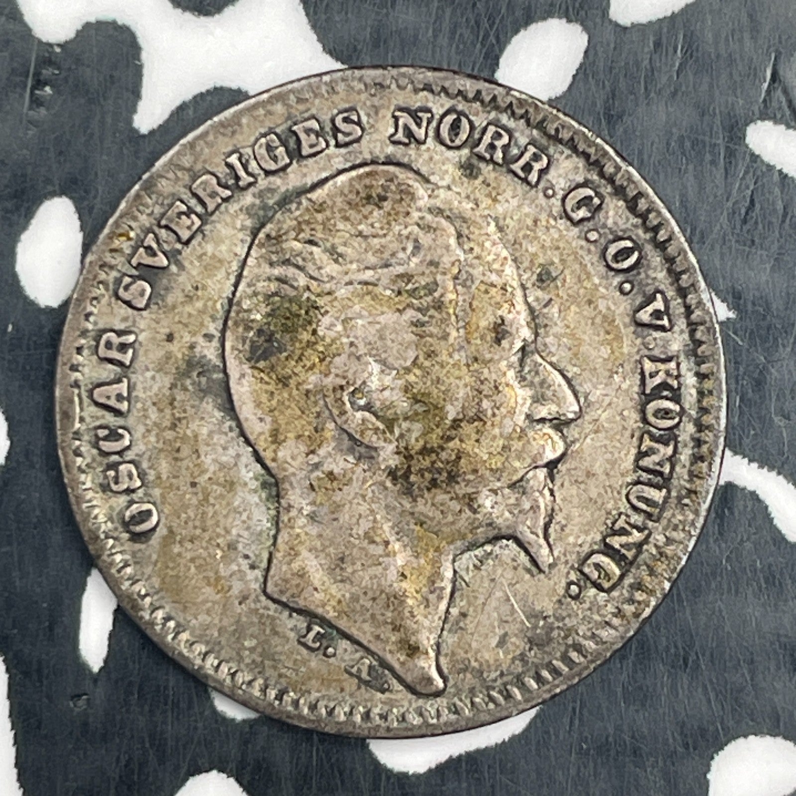 1855 Sweden 25 Ore Lot#N3109 Silver! Low Mintage