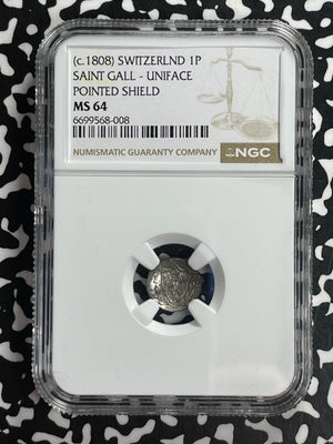 (c.1808) Switzerland St. Gallen 1 Pfennig NGC MS64 Lot#G734 Choice UNC!
