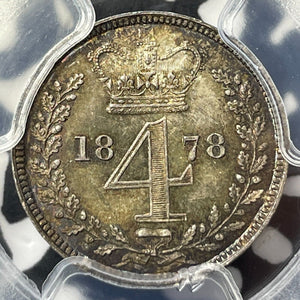 1878 G.B Maundy 4 Pence Fourpence PCGS PL65 Lot#G8086 Silver! Gem BU! S-3917