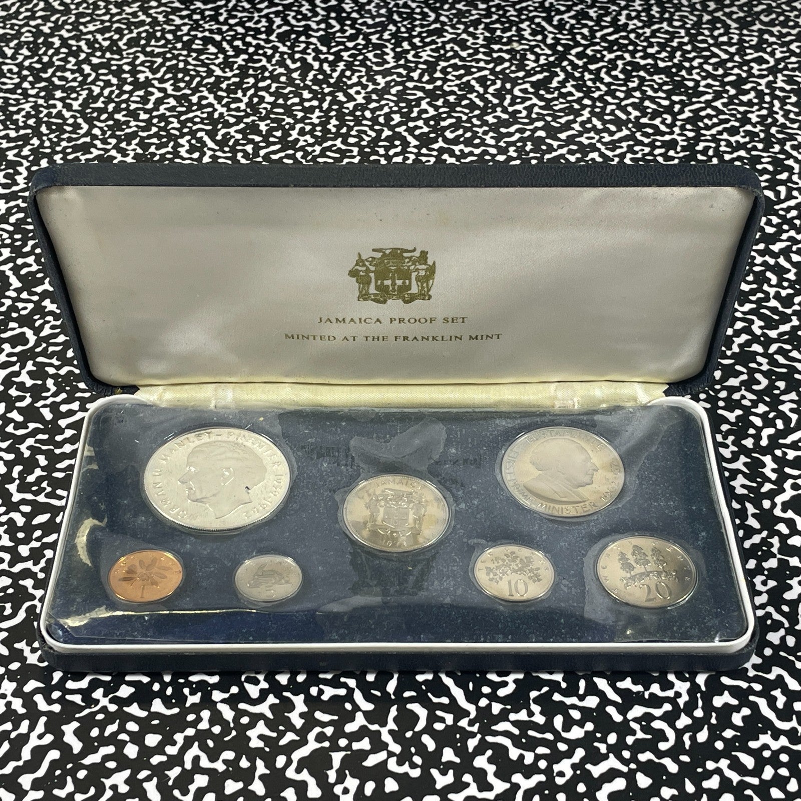 1973 Jamaica 7x Coin Proof Set Lot#B3331 Silver! With Case & C.O.A.