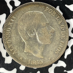 1885 Spanish Philippines 50 Centavos Lot#T4682 Silver!