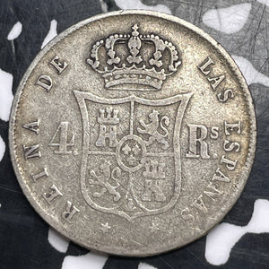 1854 Spain 4 Reales Lot#T2230 Silver!
