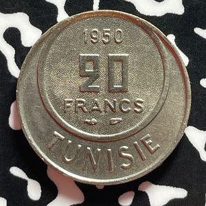 1950 Tunisia 20 Francs Lot#T4448 High Grade! Beautiful!