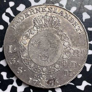 1776-OL Sweden 1 Riksdaler Lot#JM8531 Large Silver! Nice!