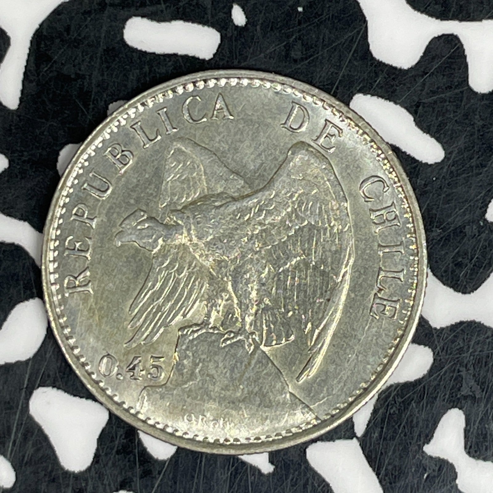1916 Chile 20 Centavos Lot#C9003 Silver! High Grade! Beautiful!