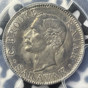 1915-H Sarawak 20 Cents PCGS AU53 Lot#G6925 Silver! Key Date!