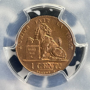 1912 Belgium 1 Centime PCGS MS66RD Lot#G1077 Gem BU! Top Graded! KM#76