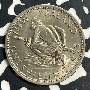 1953 New Zealand 1 Shilling Lot#T0757 High Grade! Beautiful! Key Date!