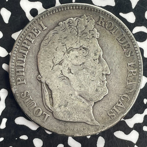 1833-D France 5 Francs Lot#T8317 Large Silver Coin!