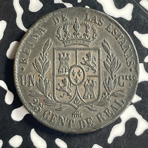 1860 Spain 25 Centimos Lot#T6884
