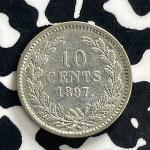 1897 Netherlands 10 Cents Lot#C1264 Silver!