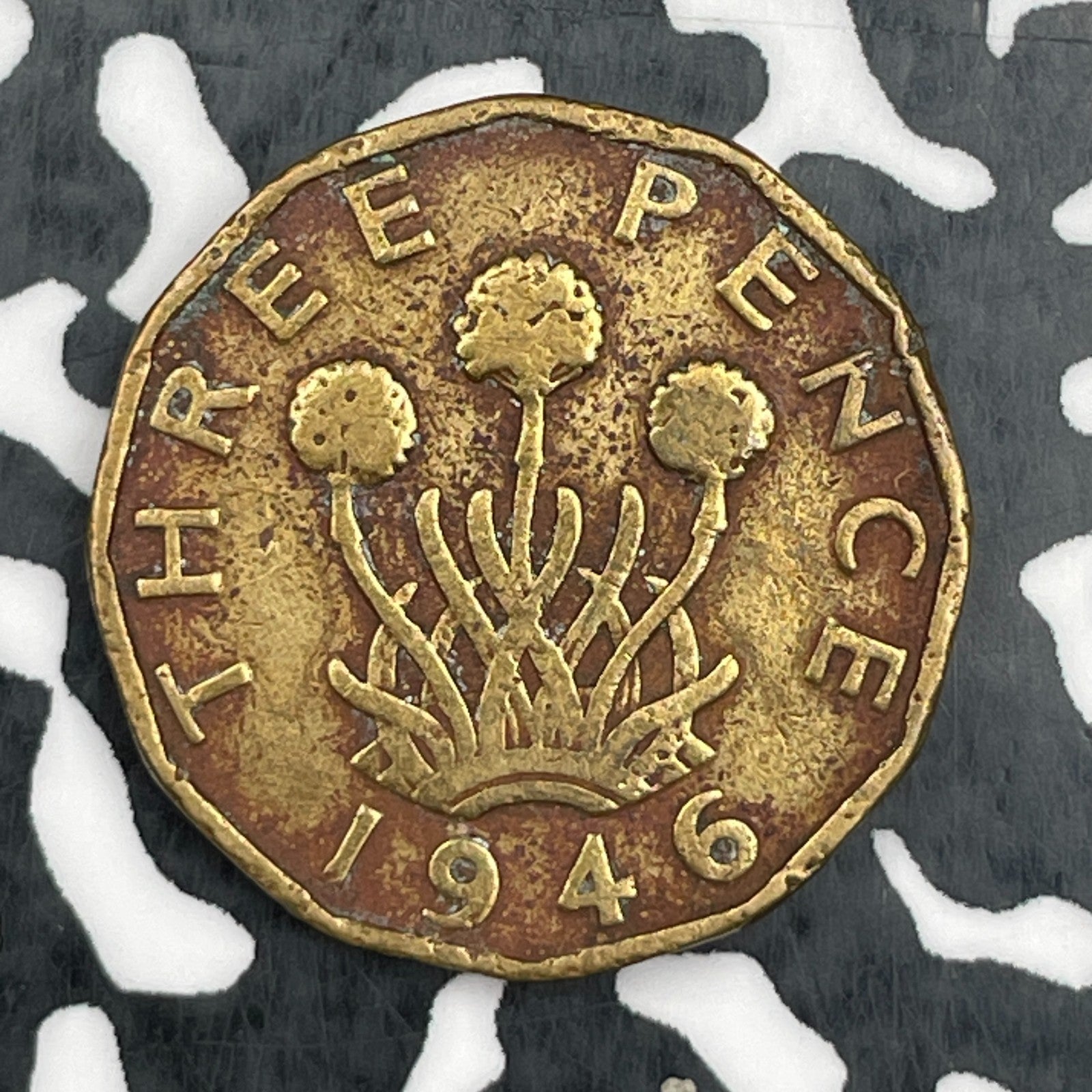 1946 Great Britain 3 Pence Threepence Lot#N2809 Key Date!