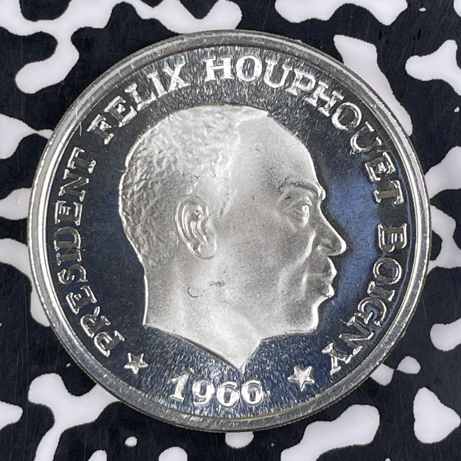 1966 Ivory Coast 10 Francs Lot#JM1355 Large Silver! Proof! Elephant