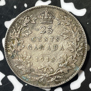 1918 Canada 25 Cents Lot#E5037 Silver! Nice!