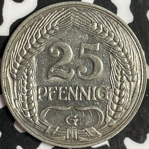1910-G Germany 25 Pfennig Lot#D8054 Nice!
