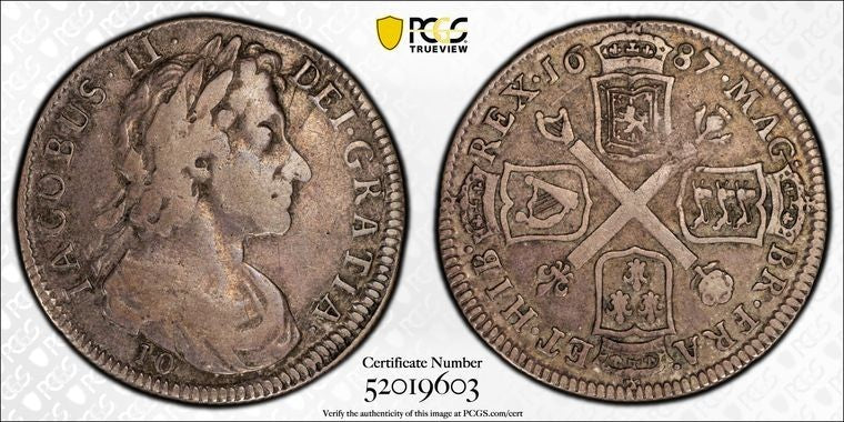 1687 Scotland James VII 10 Shillings PCGS VF20 Lot#G1582 Silver! S-5641