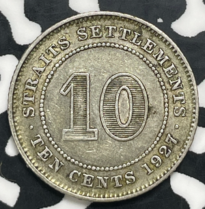 1927 Straits Settlements 10 Cents Lot#C0348 Silver!