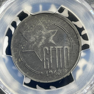 1943 Poland Lodz Ghetto 10 Mark PCGS Environment. DMG-AU Details Lot#G1054