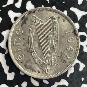 1942 Ireland 1/2 Crown Lot#C1007 Silver! High Grade! Beautiful!