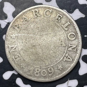1809 Spain Barcelona 1 Peseta Lot#MK355 Silver!