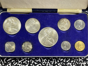 1966 Bahamas 9x Coin Mint Set Lot#B2194 Including Silver! With Case & C.O.A