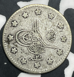 AH 1293 (1895) Turkey 1 Kurus Lot#T9034 Silver!