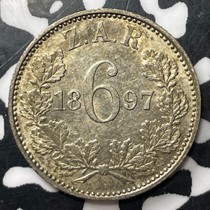 1897 South Africa 6 Pence Sixpence Lot#MK189 Silver!