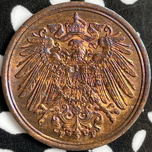 1900-F Germany 1 Pfennig Lot#D7010 High Grade! Beautiful!