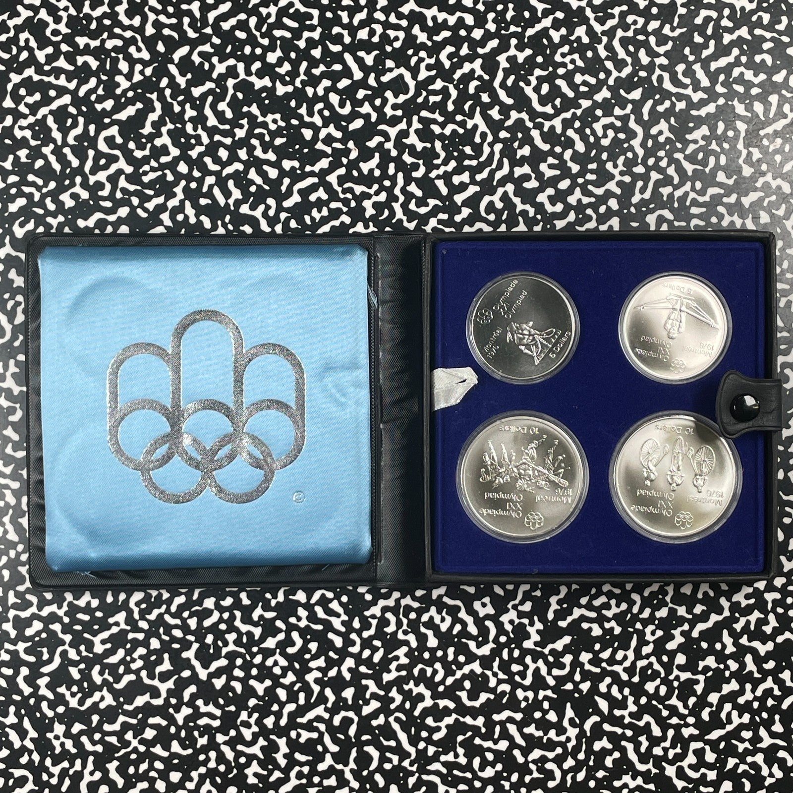 1976 Canada Montreal Olympics 4x Coin Mint Set Lot#B3507 Silver! With Case & COA