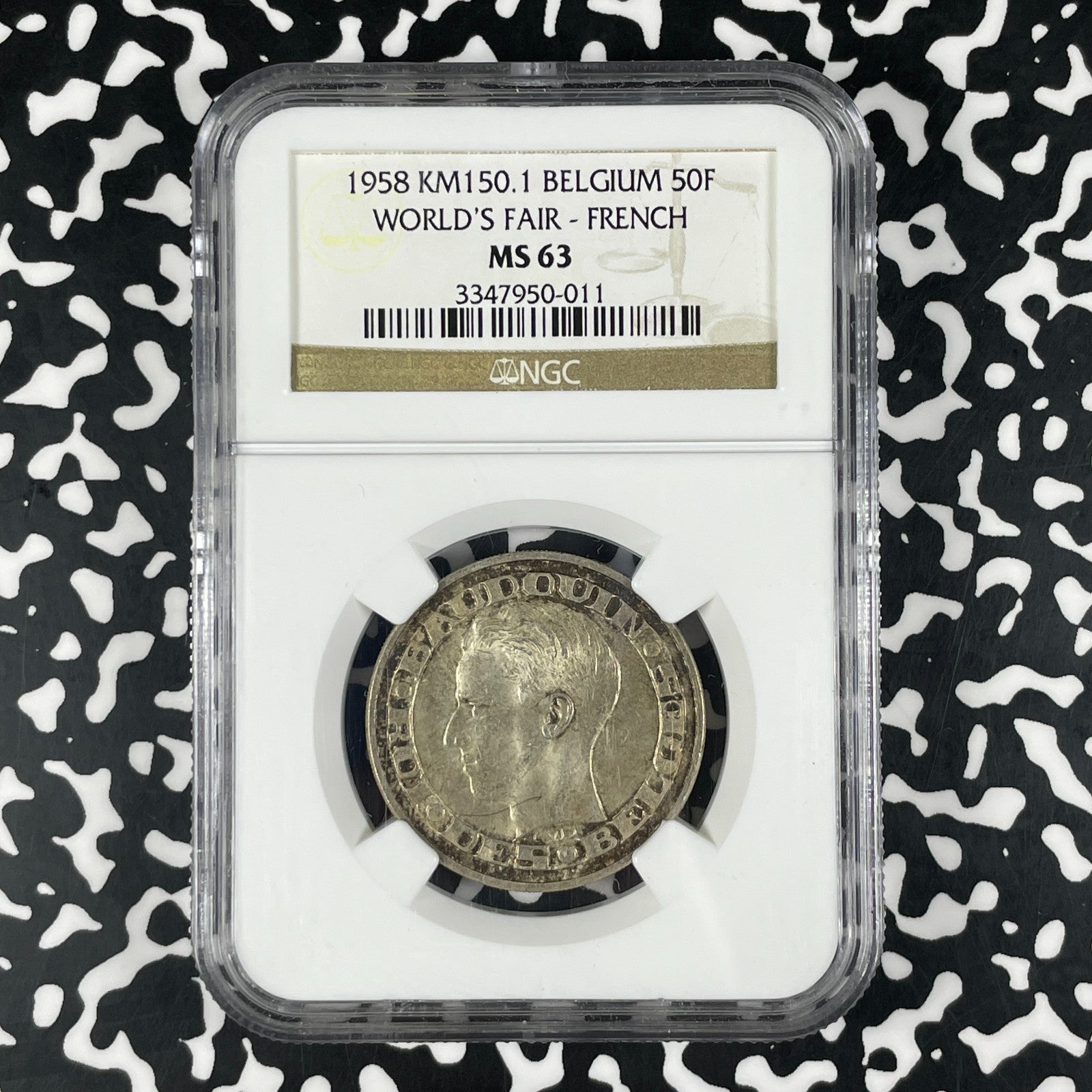 1958 Belgium Worlds Fair 50 Francs NGC MS63 Lot#G2134 Silver! KM#150.1 French